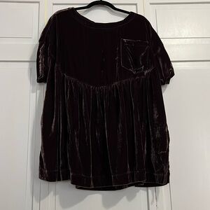 We the Free Moon city velvet tunic/mini dress in Black Raisin, size medium